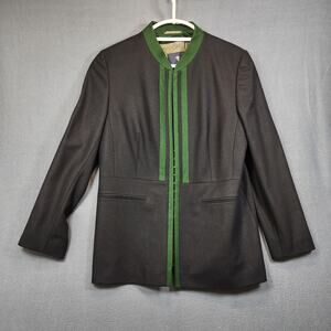 Tramontana Womens Blazer Jacket US Medium Wool Blend Black Green Germany Luxury